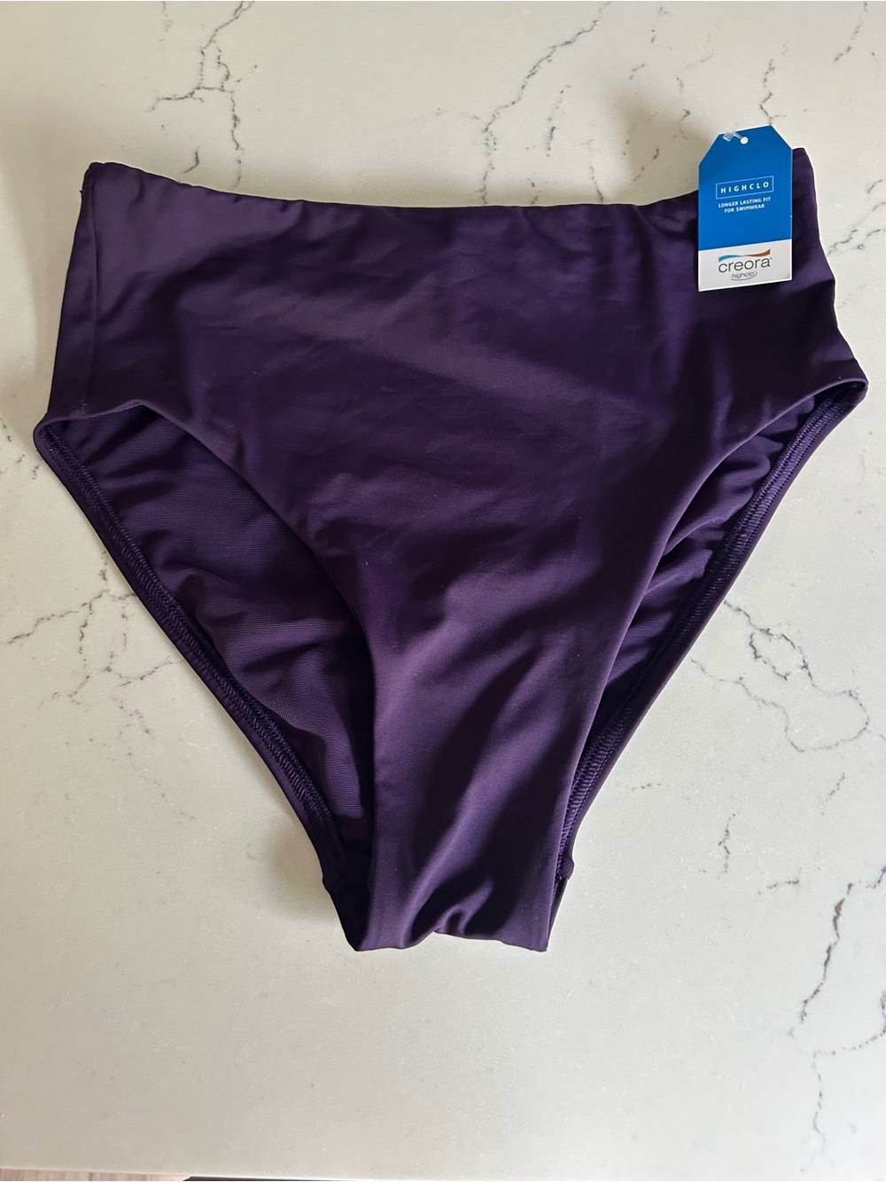 Lands' End Deep Purple High-Rise Swim Bottom